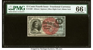 image for: Fr. 1269 15¢ Fourth Issue PMG Gem Uncirculated 66 EPQ....