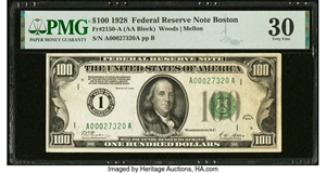 image for: Fr. 2150-A $100 1928 Federal Reserve Note. PMG Very Fine 30....