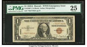 image for: Fr. 2300* $1 1935A Hawaii Silver Certificate Star. PMG Very Fine 25....
