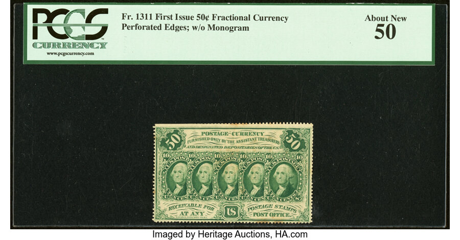 image for: Fr. 1311 50¢ First Issue PCGS About New 50....