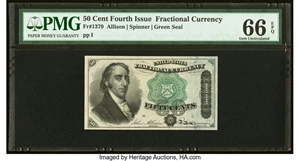 image for: Fr. 1379 50¢ Fourth Issue Dexter PMG Gem Uncirculated 66 EPQ....