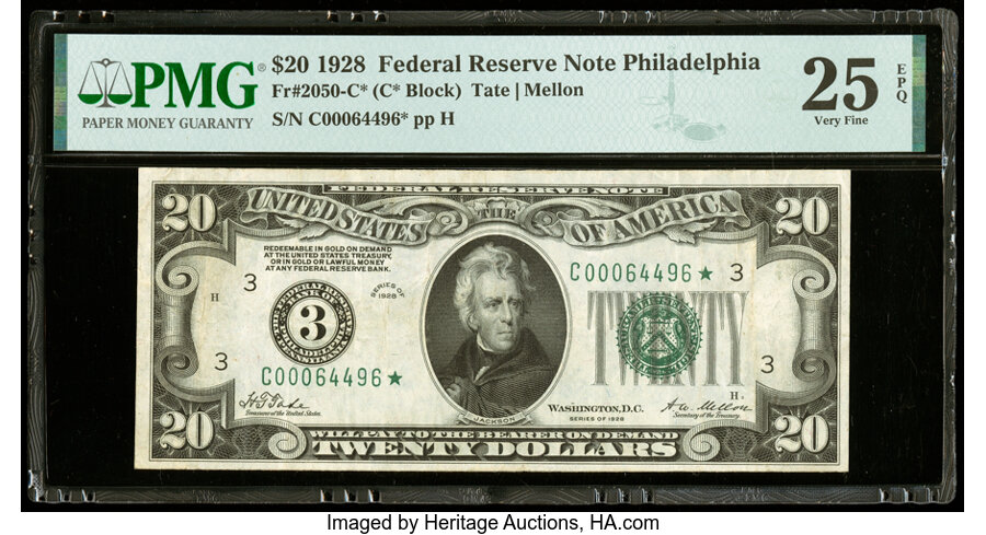 image for: Fr. 2050-C* $20 1928 Federal Reserve Star Note. PMG Very Fine 25 EPQ....
