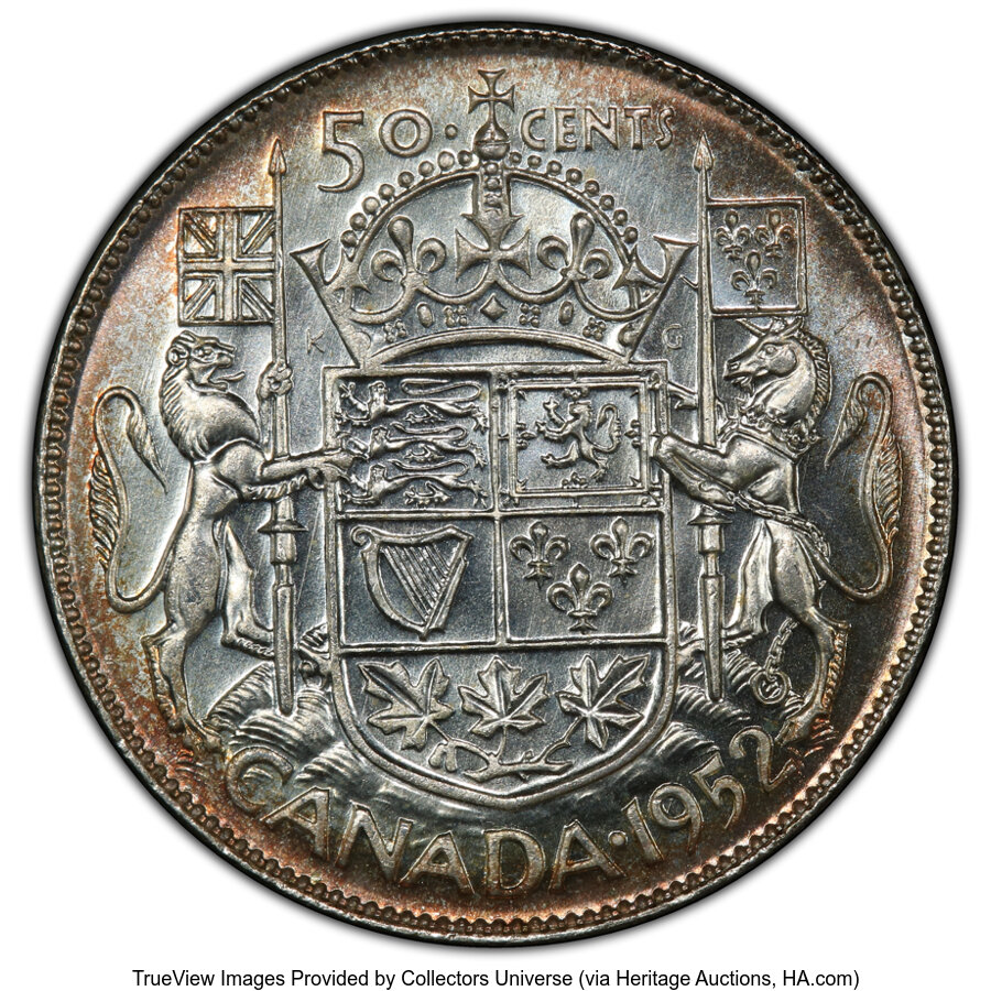 image for: Canada: George VI "Wide Date" 50 Cents 1952 MS65 PCGS,...