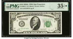 image for: Fr. 2001-L $10 1928A Federal Reserve Note. PMG Choice Very Fine 35 EPQ*....