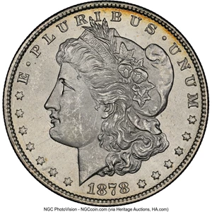image for: 1878 7/8TF $1 Weak, Bearded Lady, VAM-41C, MS64 NGC. A Super CD Variety. Mintage 544,000....