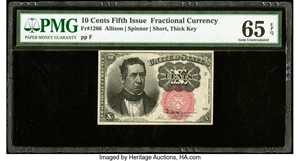 image for: Fr. 1266 10¢ Fifth Issue PMG Gem Uncirculated 65 EPQ....