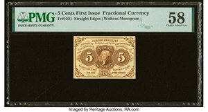 image for: Fr. 1231 5¢ First Issue PMG Choice About Unc 58....