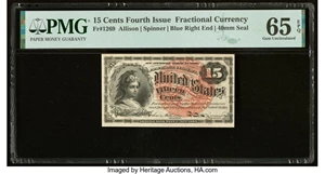 image for: Fr. 1269 15¢ Fourth Issue PMG Gem Uncirculated 65 EPQ....
