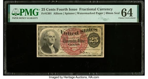 image for: Fr. 1301 25¢ Fourth Issue PMG Choice Uncirculated 64....
