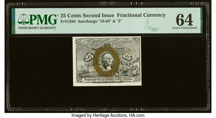 image for: Fr. 1288 25¢ Second Issue PMG Choice Uncirculated 64....