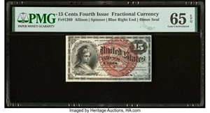 image for: Fr. 1269 15¢ Fourth Issue PMG Gem Uncirculated 65 EPQ....