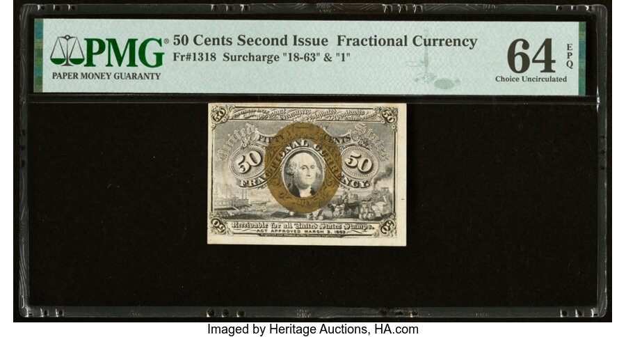 image for: Fr. 1318 50¢ Second Issue PMG Choice Uncirculated 64 EPQ....
