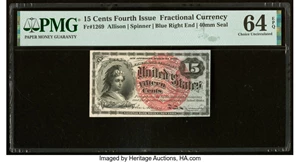 image for: Fr. 1269 15¢ Fourth Issue PMG Choice Uncirculated 64 EPQ....