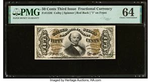 image for: Fr. 1326 50¢ Third Issue Spinner PMG Choice Uncirculated 64....