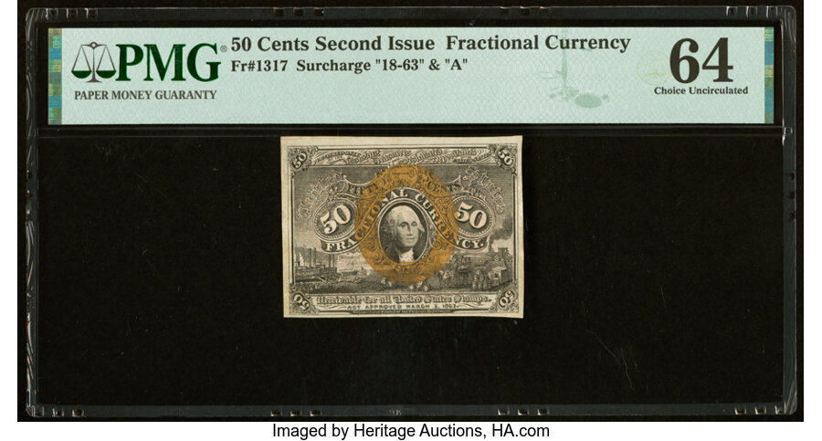 image for: Fr. 1317 50¢ Second Issue PMG Choice Uncirculated 64....