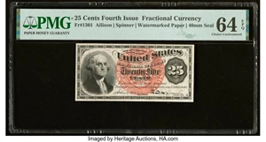 image for: Fr. 1301 25¢ Fourth Issue PMG Choice Uncirculated 64 EPQ....