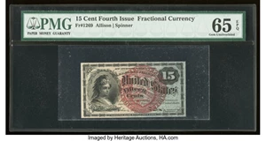 image for: Fr. 1269 15¢ Fourth Issue PMG Gem Uncirculated 65 EPQ....