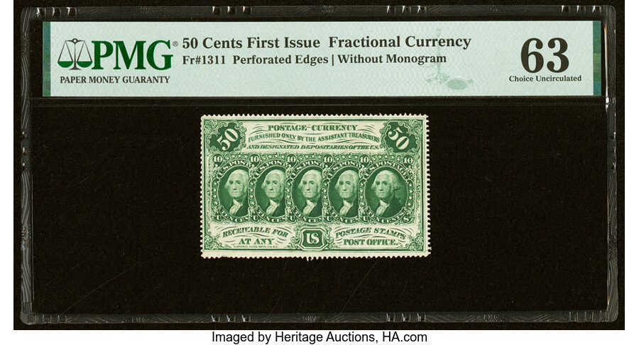 image for: Fr. 1311 50¢ First Issue PMG Choice Uncirculated 63....