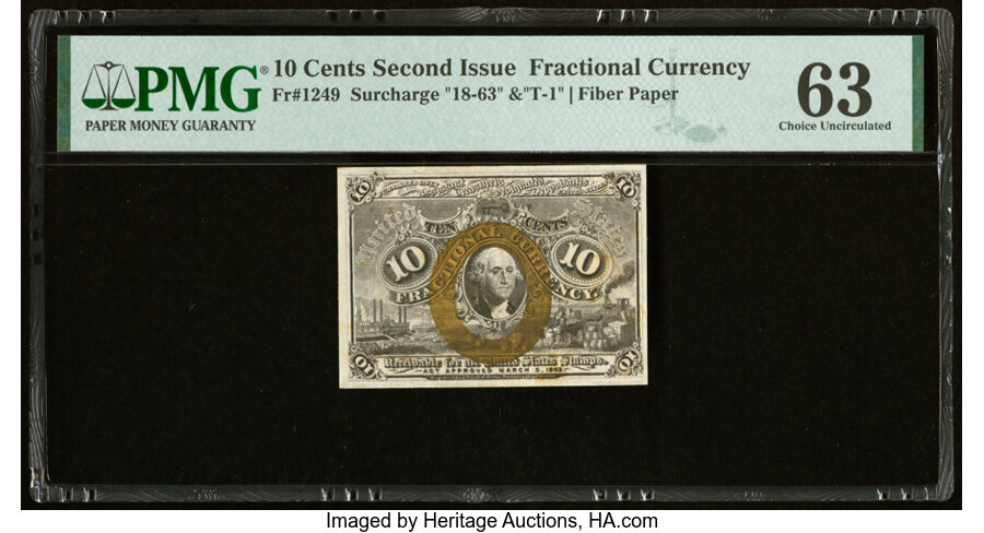 image for: Fr. 1249 10¢ Second Issue PMG Choice Uncirculated 63....