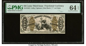 image for: Fr. 1349 50¢ Third Issue Justice PMG Choice Uncirculated 64 EPQ....