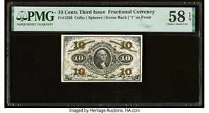 image for: Fr. 1256 10¢ Third Issue PMG Choice About Unc 58 EPQ....
