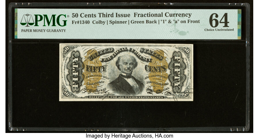 image for: Fr. 1340 50¢ Third Issue Spinner Type II PMG Choice Uncirculated 64....