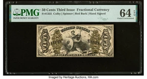 image for: Fr. 1355 50¢ Third Issue Justice PMG Choice Uncirculated 64 EPQ....