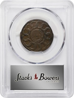 image for: 1787 Fugio Cent. Pointed Rays. Newman 17-S, W-6935. Rarity-3. STATES UNITED, 4 Cinquefoils. Fine-15 (PCGS).