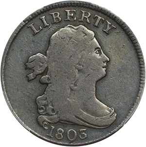 image for: 1803 Draped Bust Half Cent. C-2. Rarity-4. VG-10 (PCGS).