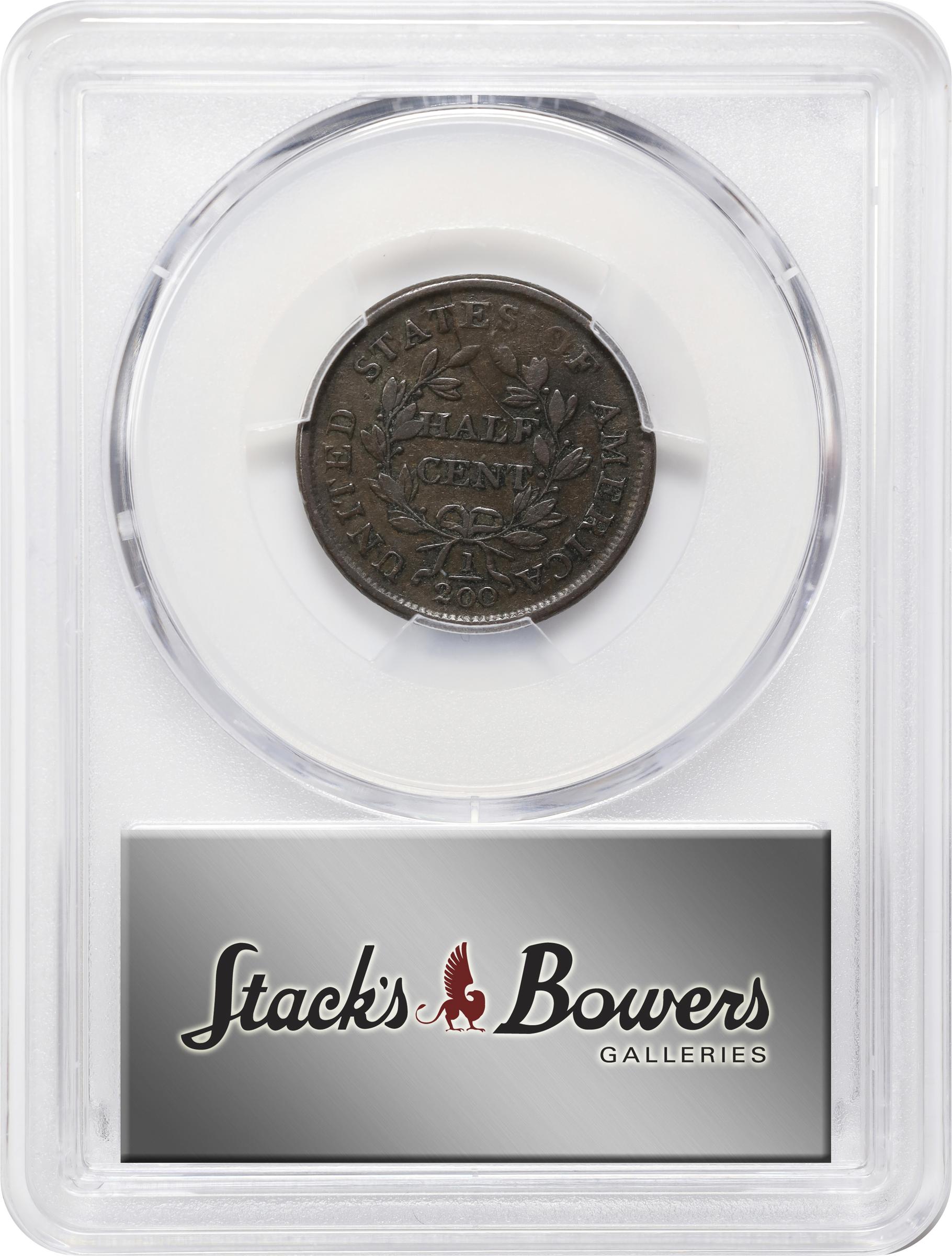 image for: 1804 Draped Bust Half Cent. C-1. Rarity-3. Crosslet 4, Stems to Wreath. VF-35 (PCGS).