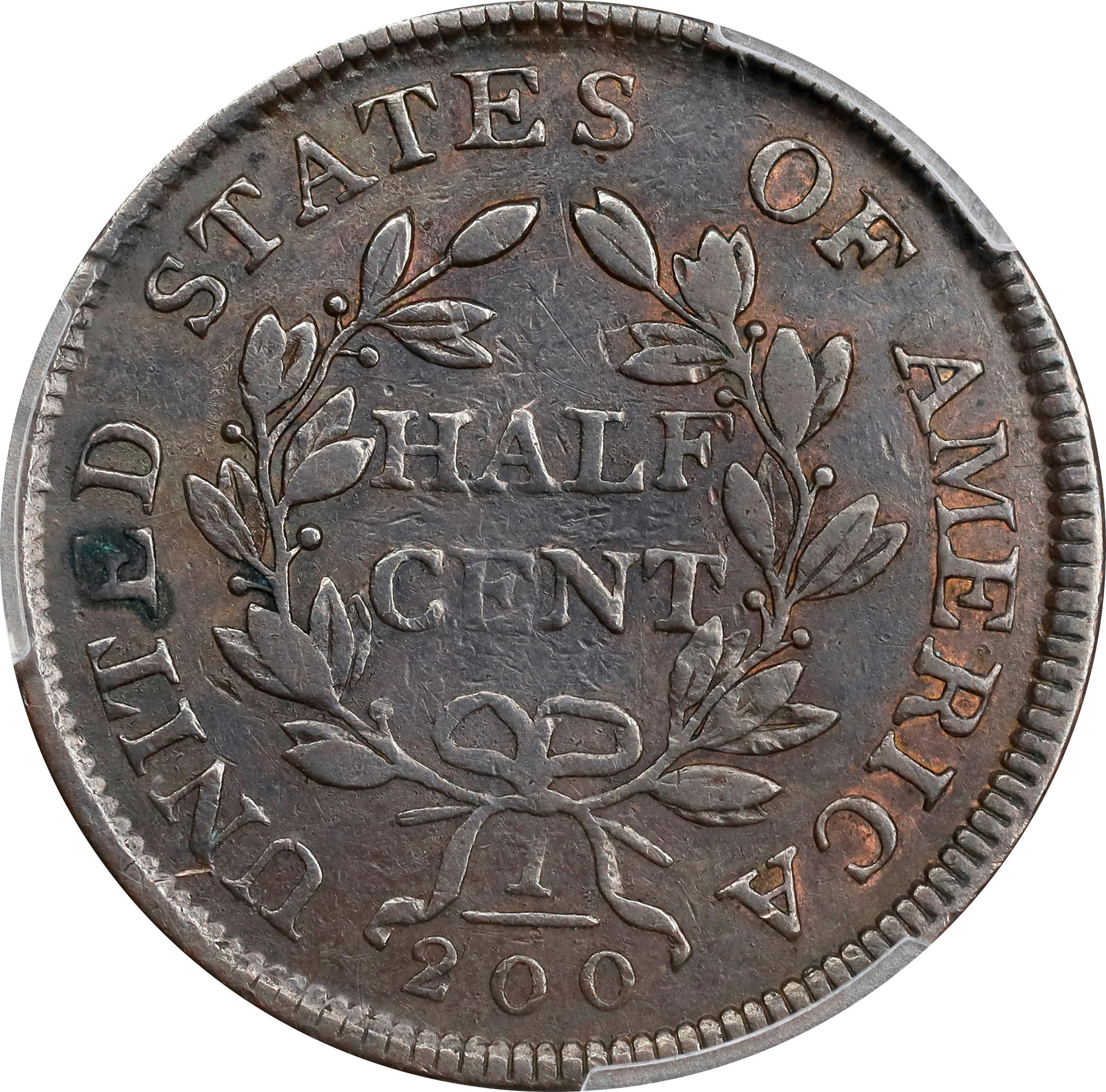 1804 1/2c Plain 4, Stems MS BN VF30 BN CAC thumbnail 3