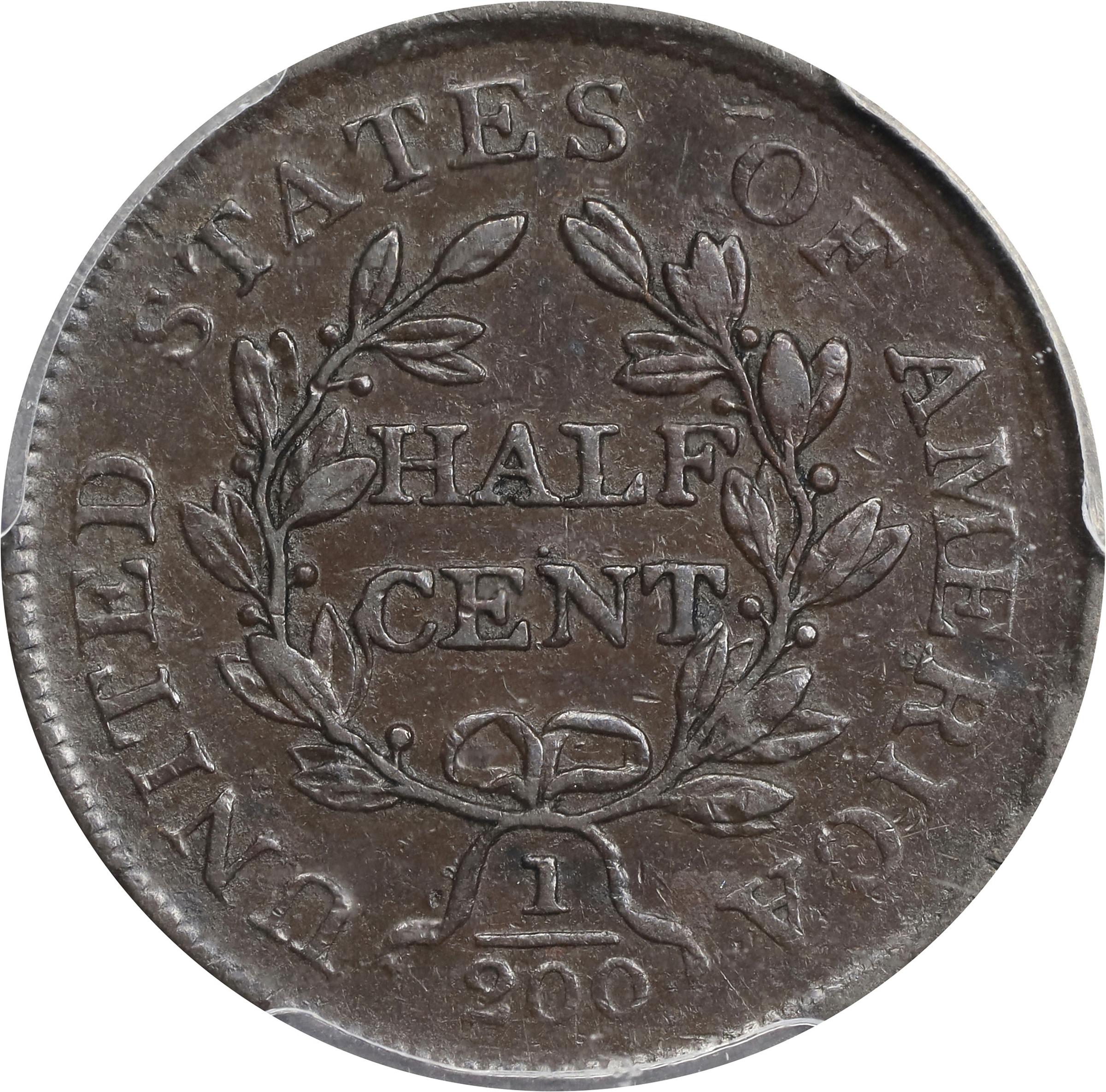 1804 1/2c Crosslet 4, No Stems MS BN G6 BN CAC thumbnail 19