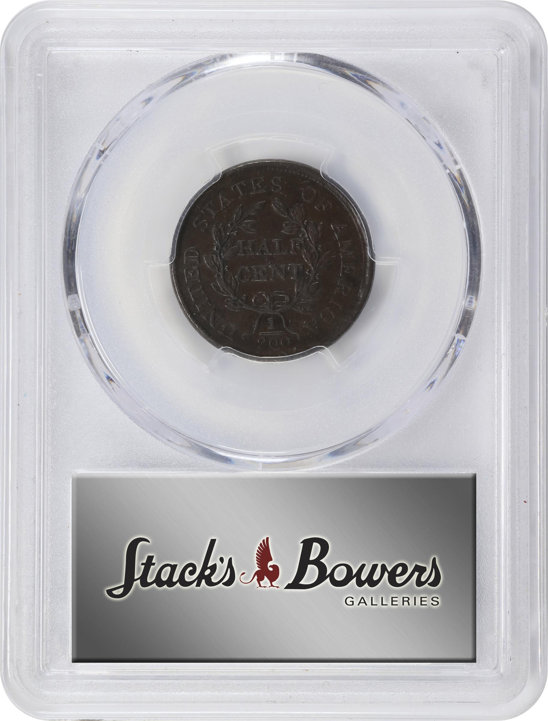 1804 1/2c Crosslet 4, No Stems MS BN G6 BN CAC thumbnail 21