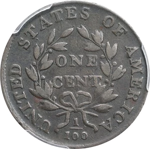 image for: 1800/79 Draped Bust Cent. S-196, B-10. Rarity-1. 80/79, Style II Hair. Fine-15 (PCGS).