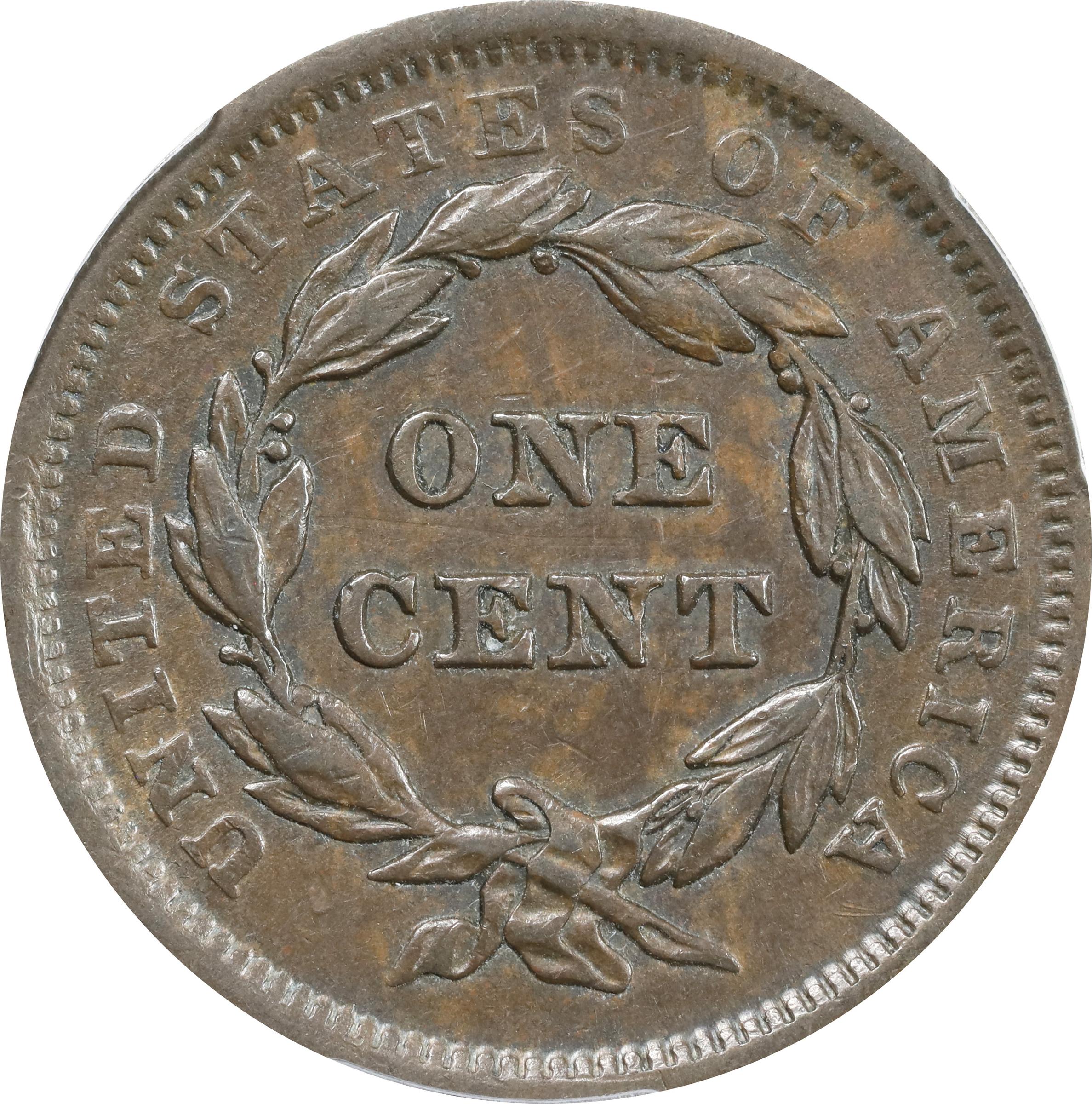 image for: 1840 Braided Hair Cent. N-2. Rarity-2. Small Date/Large 18. EF-45 (PCGS).