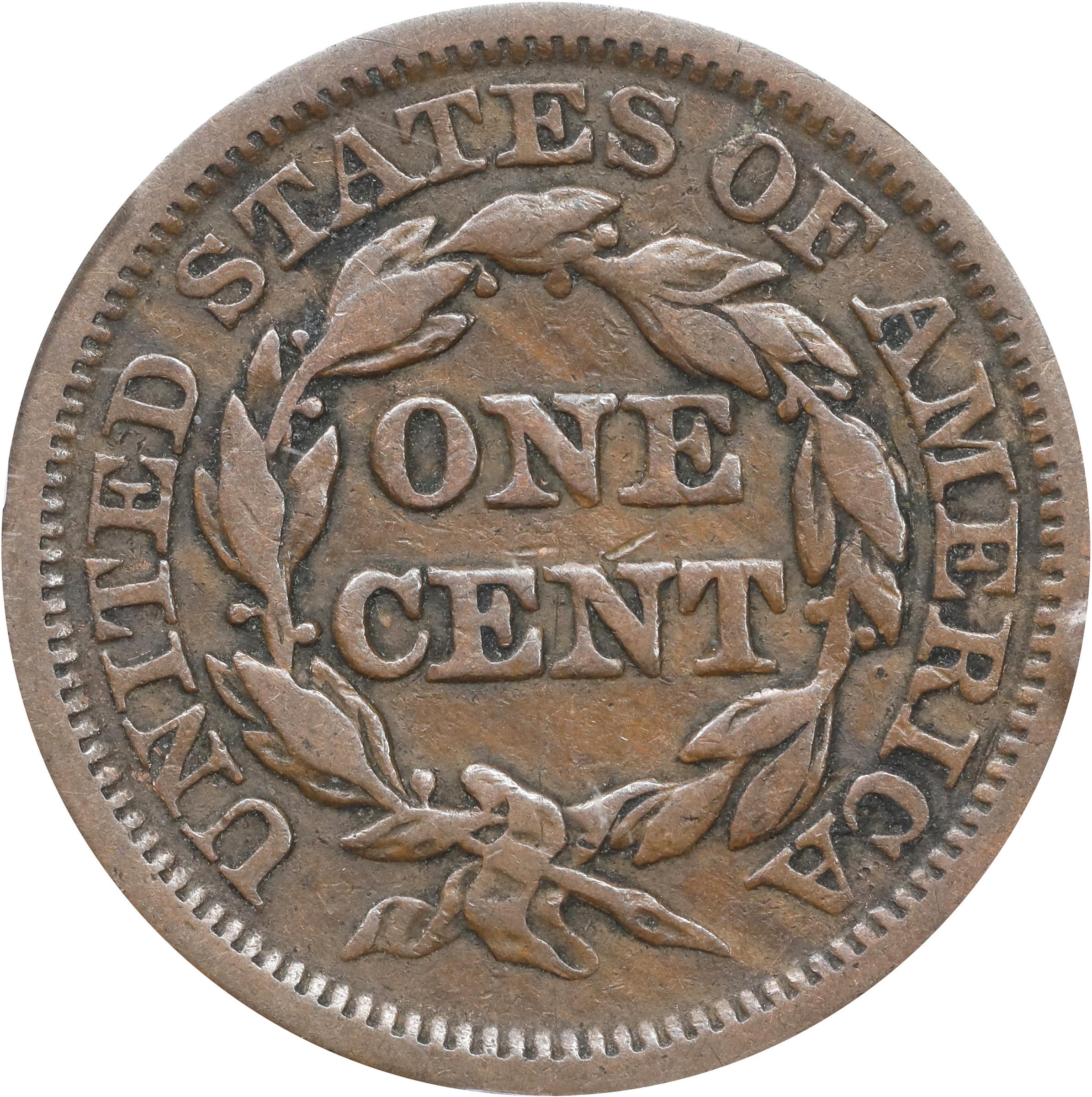 image for: 1844/81 Braided Hair Cent. N-2. Rarity-2. Fine-12 (PCGS).