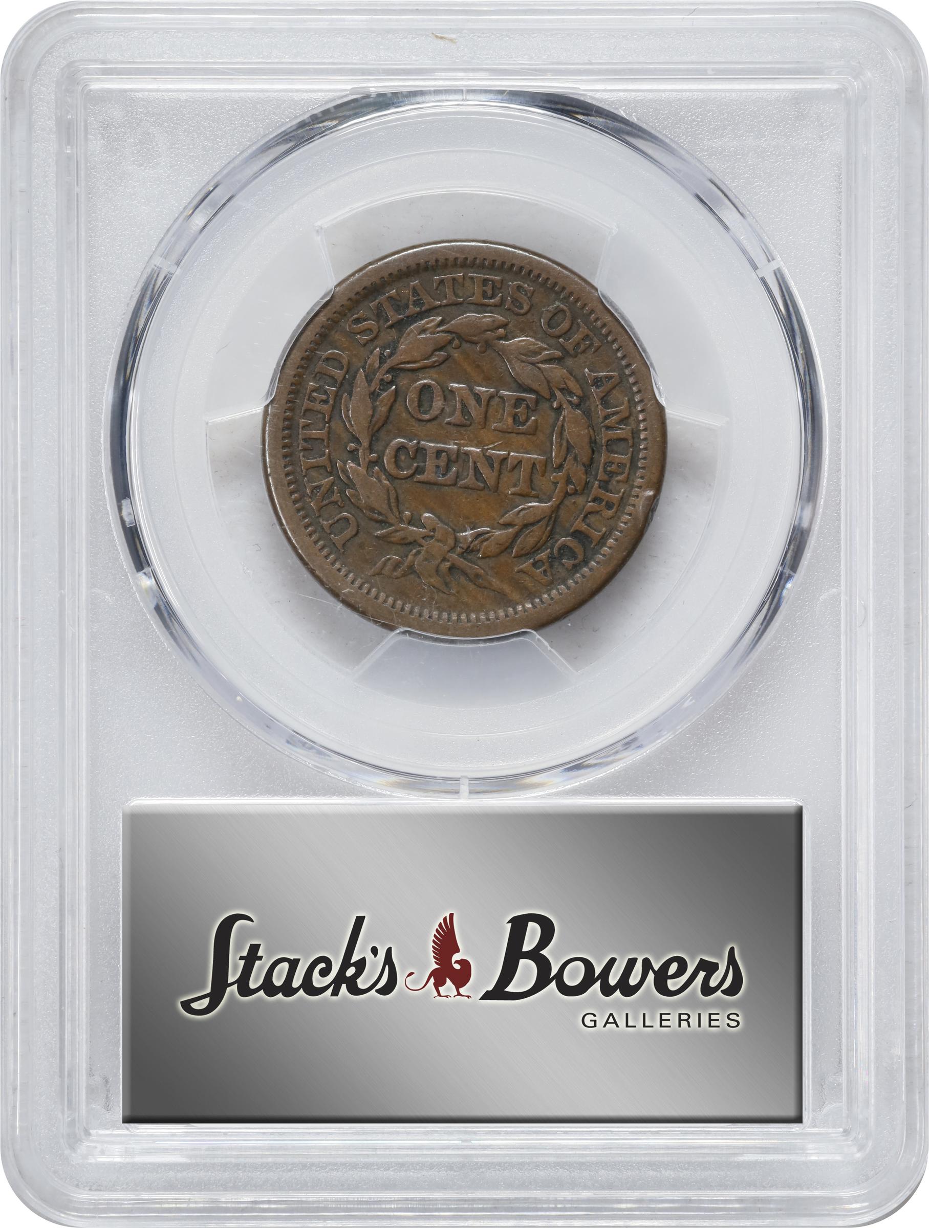 image for: 1844/81 Braided Hair Cent. N-2. Rarity-2. Fine-12 (PCGS).