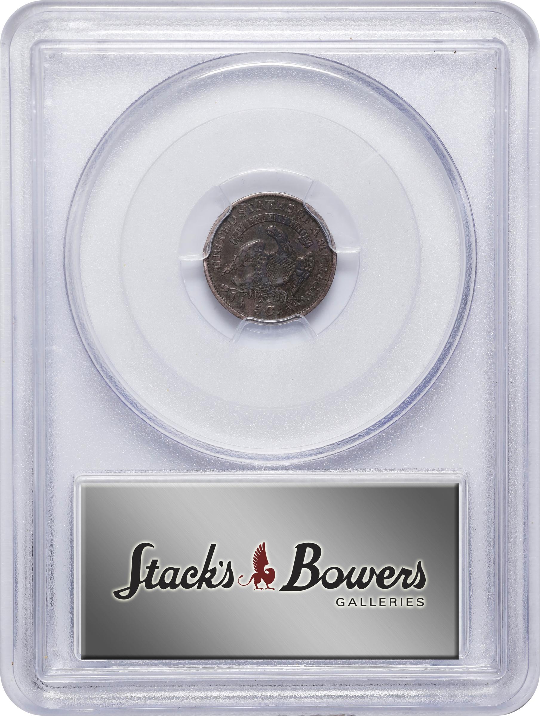 image for: 1837 Capped Bust Half Dime. LM-4, V-2. Rarity-3. Small 5 C. EF-45 (PCGS).