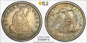 image for: 1868 Liberty Seated Quarter. EF-40 (PCGS).