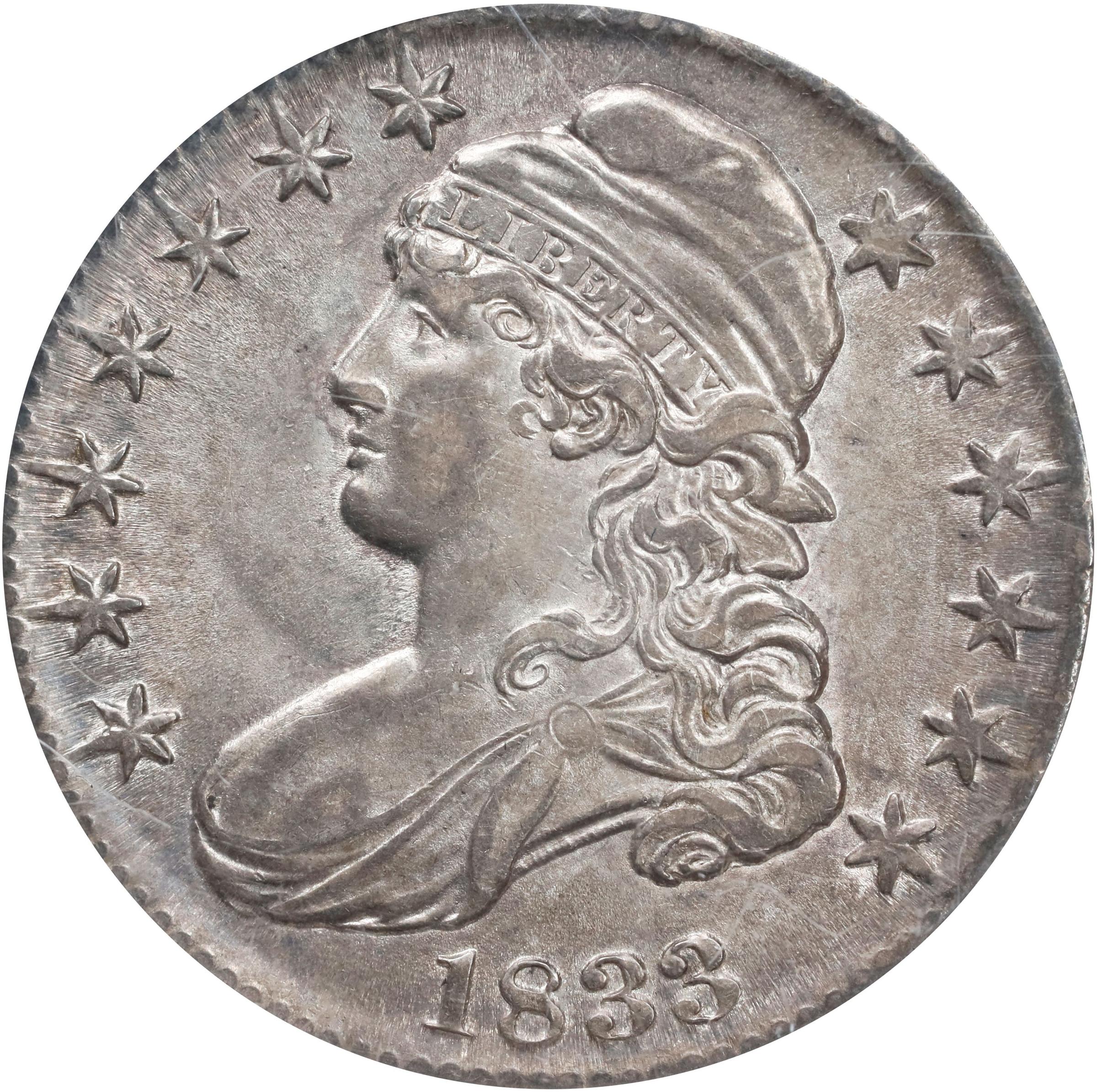 image for: 1833 Capped Bust Half Dollar. O-103. Rarity-2. AU-55 (NGC).