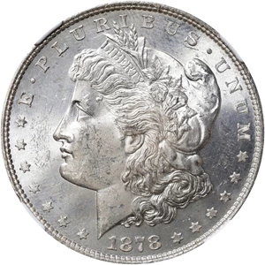 image for: 1878 Morgan Silver Dollar. 8 Tailfeathers. VAM-3. Spiked Eye. MS-63 (NGC).
