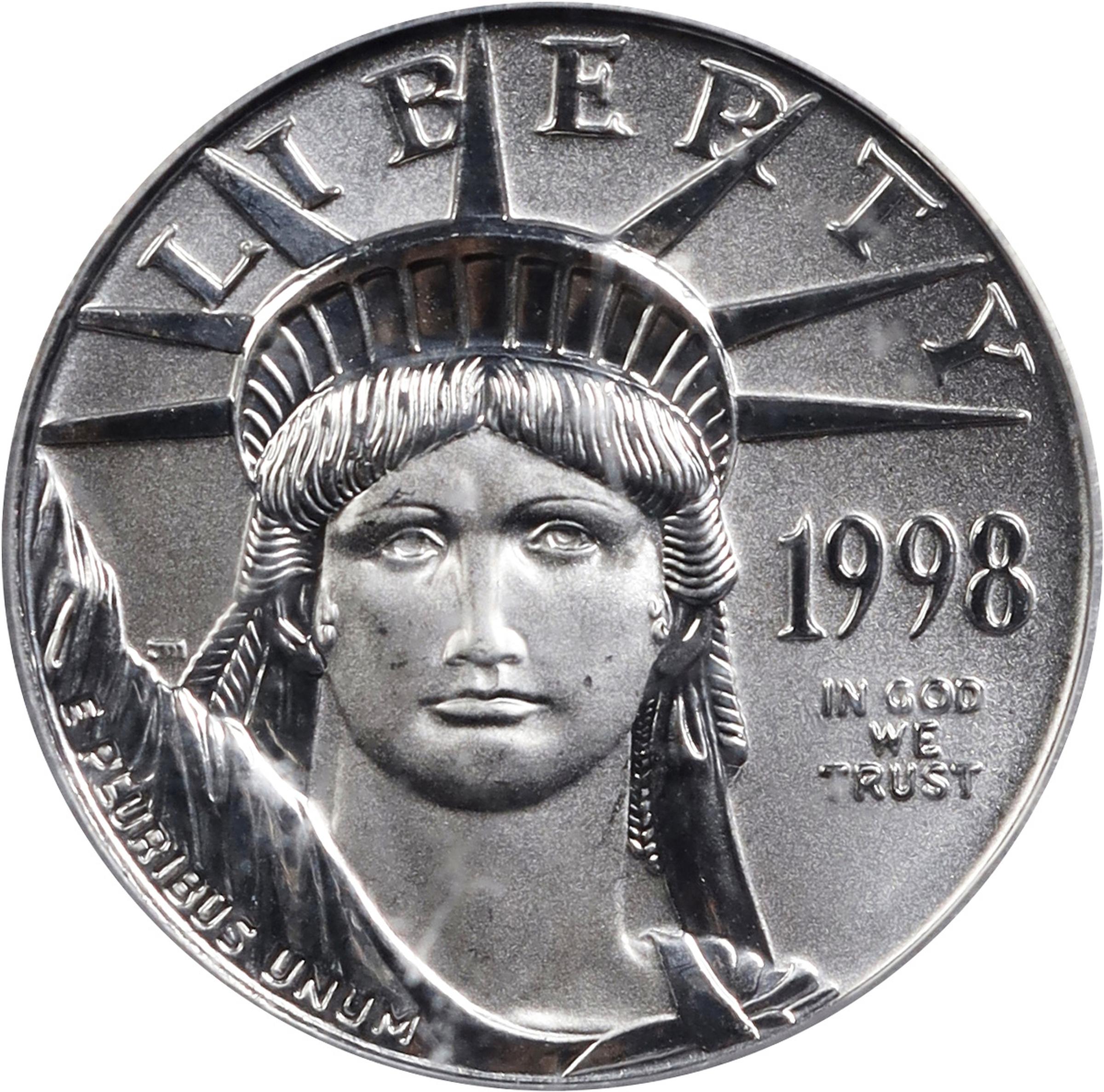 image for: 1998 Tenth-Ounce Platinum Eagle. MS-69 (PCGS).