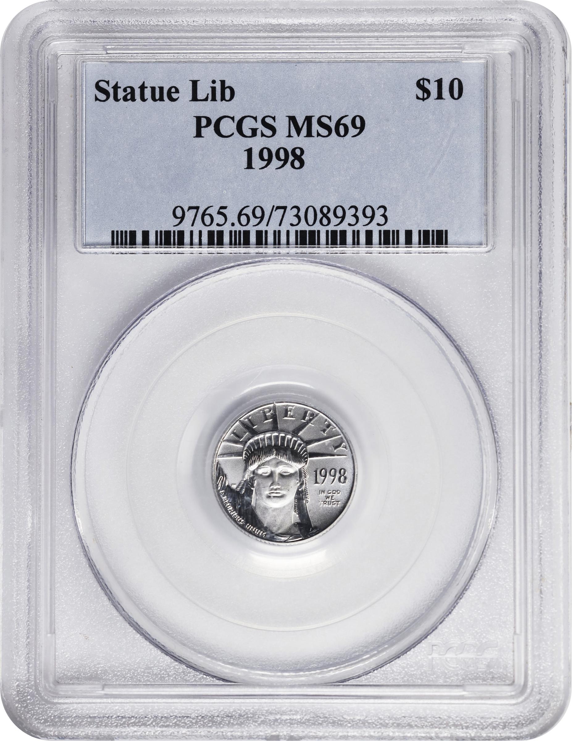 image for: 1998 Tenth-Ounce Platinum Eagle. MS-69 (PCGS).