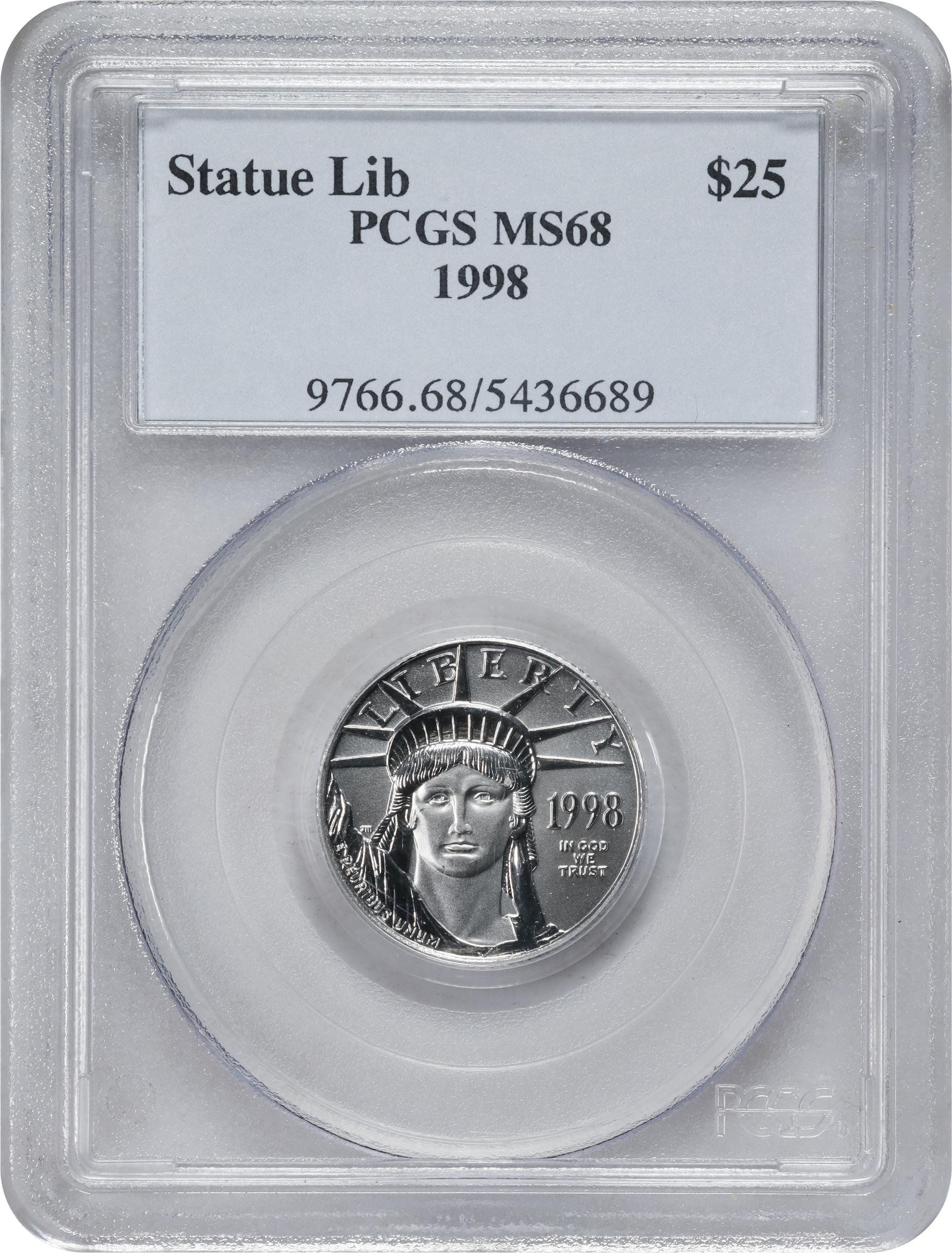image for: 1998 Quarter-Ounce Platinum Eagle. MS-68 (PCGS).