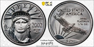 image for: 2002 Quarter-Ounce Platinum Eagle. MS-69 (PCGS).