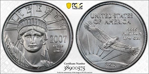 image for: 2007 Quarter-Ounce Platinum Eagle. MS-69 (PCGS).