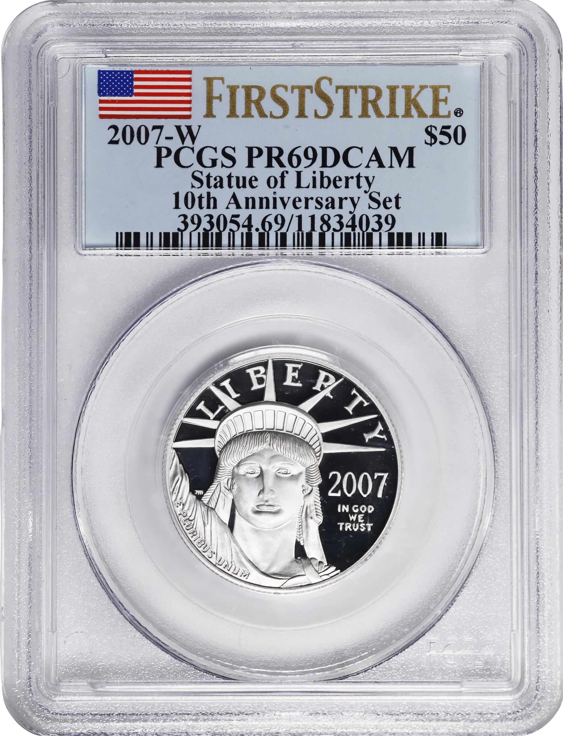 image for: 2007-W Half-Ounce Platinum Eagle. First Strike. 10th Anniversary Set. Proof-69 Deep Cameo (PCGS).