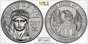 image for: 2007-W Half-Ounce Platinum Eagle. 10th Anniversary Set. Reverse Proof-70 (PCGS).