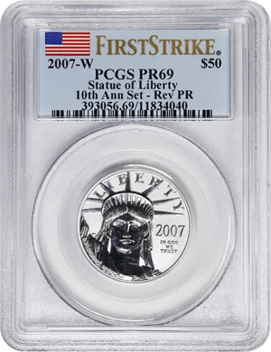 image for: 2007-W Half-Ounce Platinum Eagle. First Strike. 10th Anniversary Set. Reverse Proof-69 (PCGS).