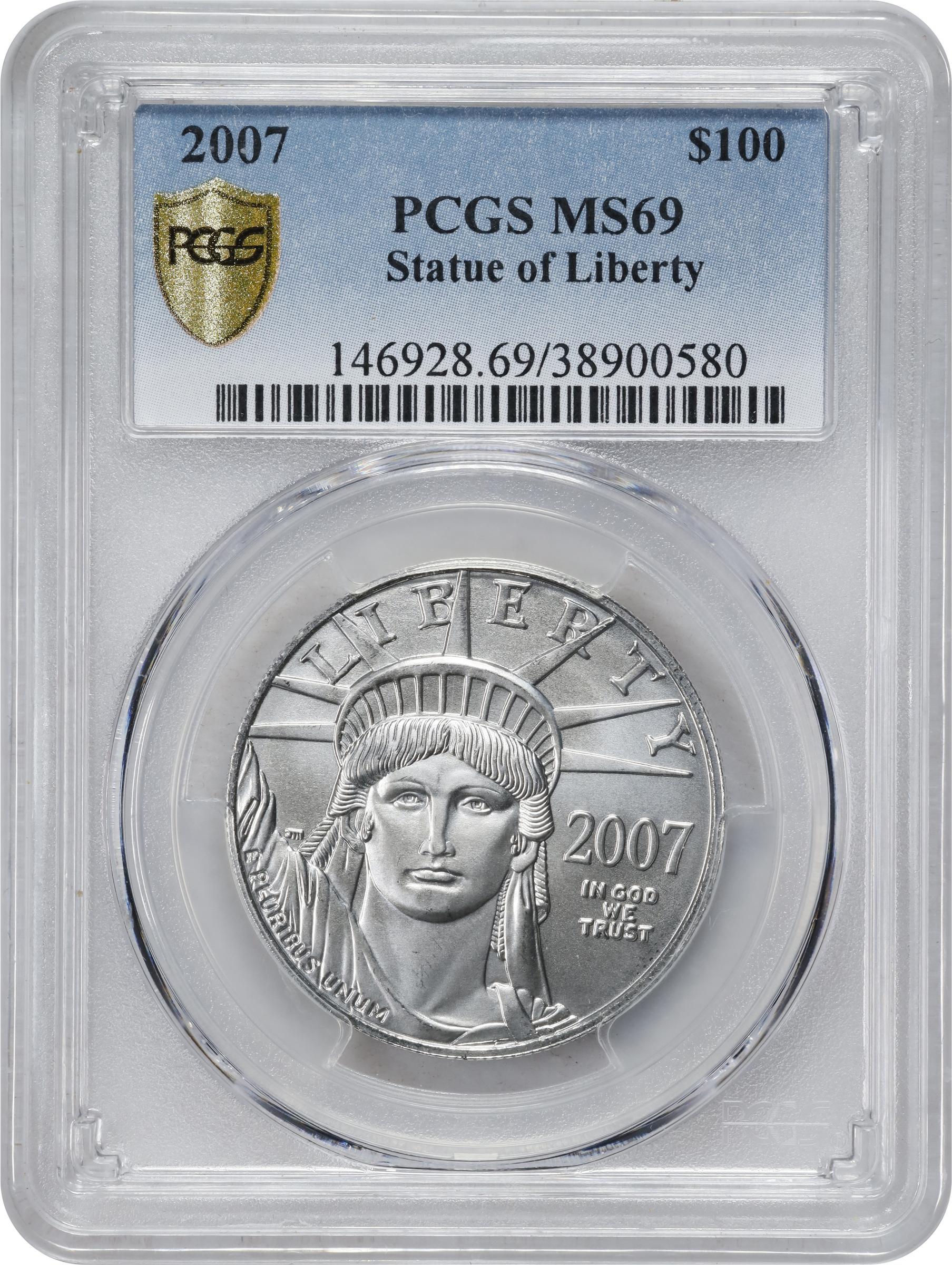 image for: 2007 One-Ounce Platinum Eagle. MS-69 (PCGS).